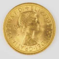 Goldmünze 1958 Englischer Sovereign, 1 Pfund