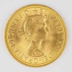 Goldmünze 1958 Englischer Sovereign, 1 Pfund