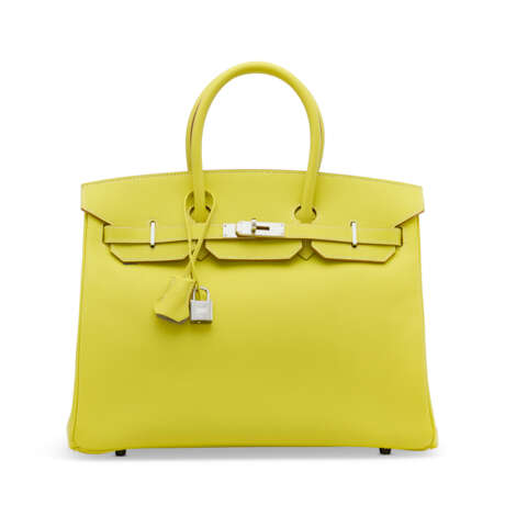 A LIME & GRIS PERLE EPSOM LEATHER CANDY BIRKIN 35 WITH PALLADIUM HARDWARE - photo 1