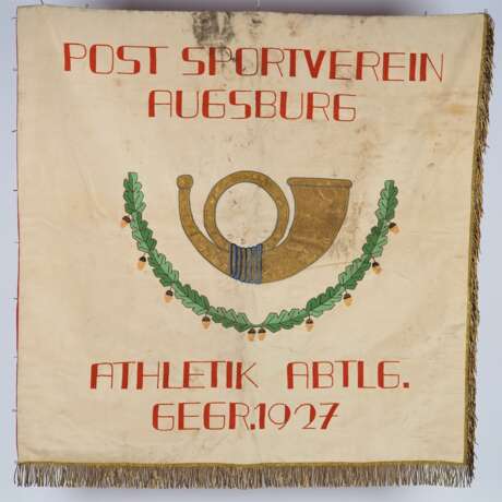 Unikat: Drittes Reich, gestickte NS Fahne um 1933, Post Sportverein Augsburg & Hoheitsadler - Foto 2