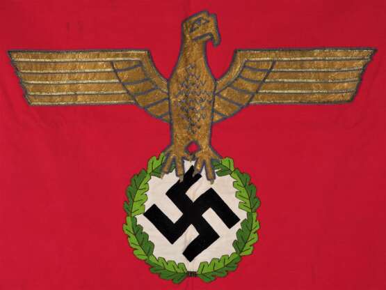 Unikat: Drittes Reich, gestickte NS Fahne um 1933, Post Sportverein Augsburg & Hoheitsadler - Foto 3