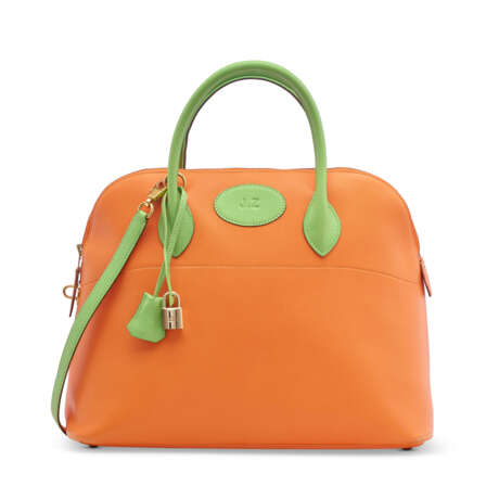 AN ORANGE H & VERT CRU COURCHEVEL LEATHER BOLIDE 35 WITH GOLD HARDWARE - photo 1