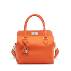 AN ORANGE H NOVILLO LEATHER TOOLBOX 26 WITH PALLADIUM HARWARE
