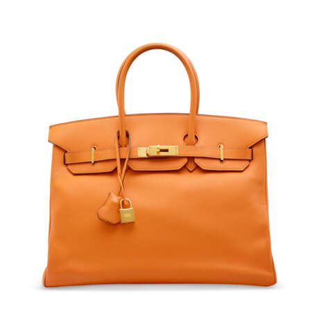 AN ORANGE H SWIFT LEATHER BIRKIN 35 WITH GOLD HARDWARE - photo 1