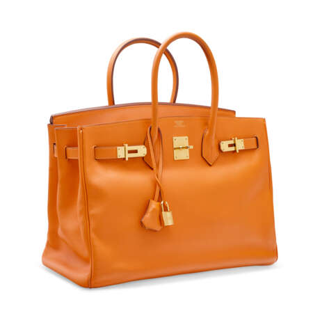 AN ORANGE H SWIFT LEATHER BIRKIN 35 WITH GOLD HARDWARE - photo 2