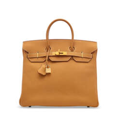A SABLE FJORD LEATHER HAC BIRKIN 32 WITH GOLD HARDWARE