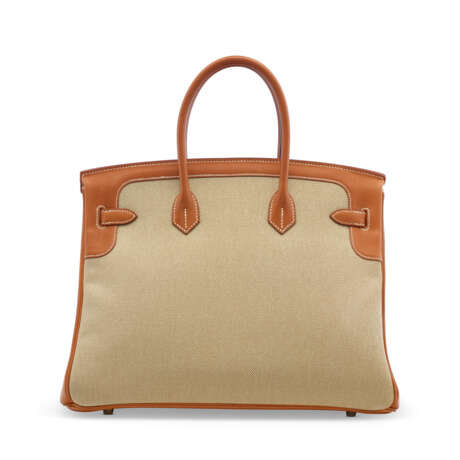 A LIMITED EDITION NATUREL BARÉNIA & CANVAS FLAG BIRKIN 35 WITH PERMABRASS HARDWARE - photo 4