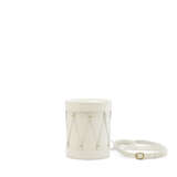 A WHITE SWIFT LEATHER TAMBOUR BAG WITH GOLD HARDWARE - фото 1