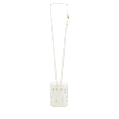 A WHITE SWIFT LEATHER TAMBOUR BAG WITH GOLD HARDWARE - фото 4