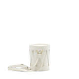 A WHITE SWIFT LEATHER TAMBOUR BAG WITH GOLD HARDWARE - фото 5