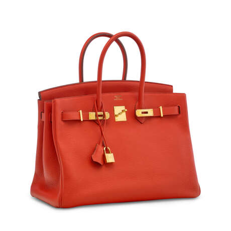 A ROUGE VERMILLON CLÉMENCE LEATHER BIRKIN 35 WITH GOLD HARDWARE - photo 2