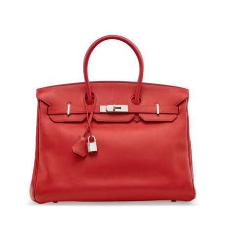 A VERMILLON SWIFT LEATHER BIRKIN 35 WITH PALLADIUM HARDWARE - photo 1