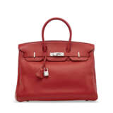 A VERMILLON SWIFT LEATHER BIRKIN 35 WITH PALLADIUM HARDWARE - photo 1