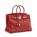 A VERMILLON SWIFT LEATHER BIRKIN 35 WITH PALLADIUM HARDWARE - photo 2