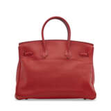 A VERMILLON SWIFT LEATHER BIRKIN 35 WITH PALLADIUM HARDWARE - photo 3