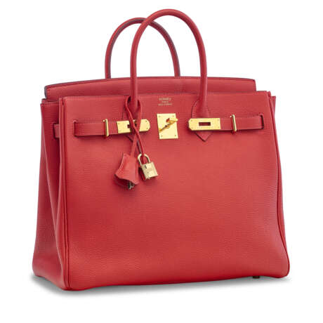 A VERMILLON CLÉMENCE LEATHER HAC BIRKIN 35 WITH GOLD HARDWARE - photo 2