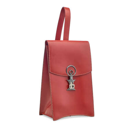 A ROUGE H CALF BOX TOUAREG POUCH WITH SILVER HARDWARE - фото 2