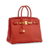 A ROUGE TOMATE CLÉMENCE LEATHER BIRKIN 35 WITH GOLD HARDWARE - Foto 2