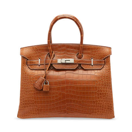 A MATTE FAUVE BARÉNIA POROSUS CROCODILE BIRKIN 35 WITH PALLADIUM HARDWARE - photo 1