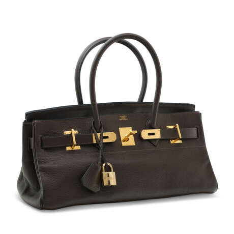 AN ÉBÈNE CLÉMENCE LEATHER JPG SHOULDER BIRKIN 42 WITH GOLD HARDWARE - Foto 2