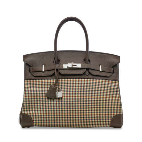 A LIMITED EDITION ÉBÈNE TOGO LEATHER & PLAID WOOL BIRKIN 35 WITH PALLADIUM HARDWARE - Foto 1