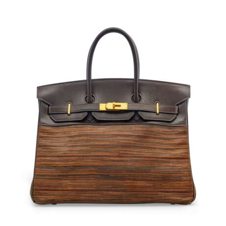 AN ÉBÈNE EVERCALF LEATHER & VIBRATO BIRKIN 35 WITH BRUSHED GOLD HARDWARE - фото 1