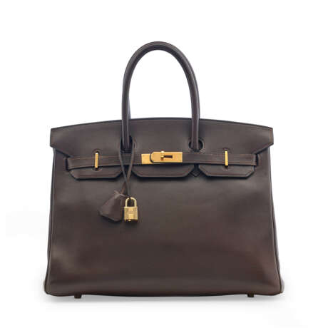 AN ÉBÈNE GULLIVER LEATHER BIRKIN 35 WITH GOLD HARDWARE - photo 1