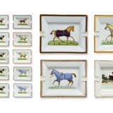 A GROUP OF FOURTEEN HORSE THEMED ASHTRAYS, COMPRISING FOUR ASHTRAYS AND A MATCHING SET OF TEN ASHTRAYS - photo 1