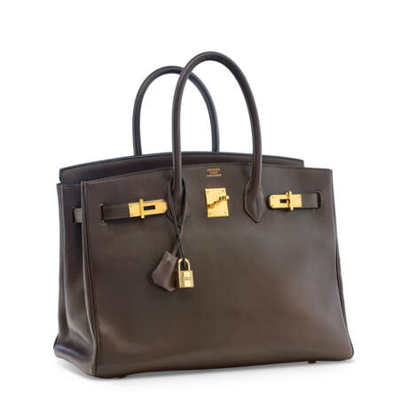 AN ÉBÈNE GULLIVER LEATHER BIRKIN 35 WITH GOLD HARDWARE - photo 3