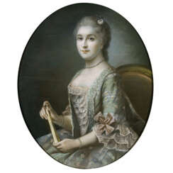Frankreich im Stil des 18. Jhs. - Bildnis einer jungen Dame mit Fächer