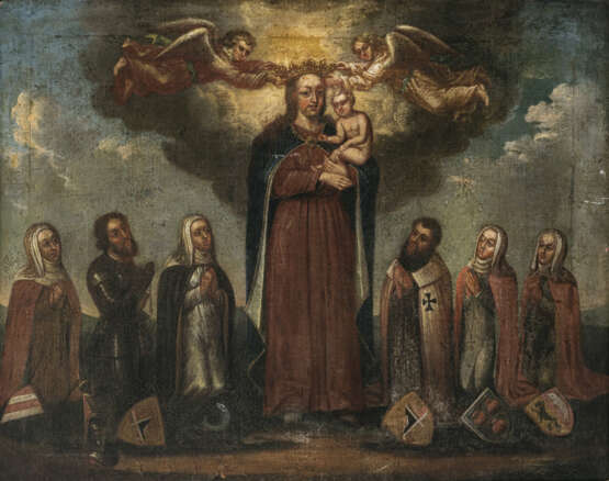 Süddeutsch 16./17. Jh. - Maria mit dem Kind und Stifterfiguren - photo 1