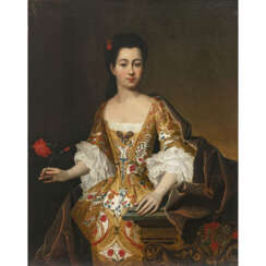 Frankreich o. Spanien um 1720 - Bildnis einer Dame mit roten Nelken