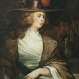 England (George Romney, 1734 Dalton-in-Furness - 1802 Kendal, Umkreis?) 2. Hälfte 18. Jh. - Bildnis einer Dame mit Hut - photo 1