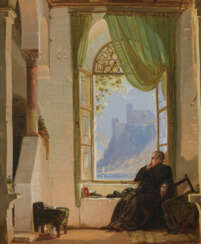 Deutsch um 1830 - Sinnender Mönch am Fenster