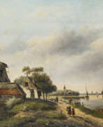 Ян Якоб Шпёлер. Spohler, J. (Jan Jacob Spohler, 1811 Nederhorst - 1866 Amsterdam, ?) 19. Jh. - Holländische Uferlandschaft