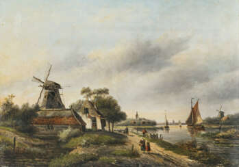 Spohler, J. (Jan Jacob Spohler, 1811 Nederhorst - 1866 Amsterdam, ?) 19. Jh. - Holländische Uferlandschaft
