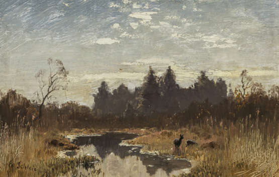 Eduard Schleich d. J. - Rehe in Moorlandschaft - photo 1