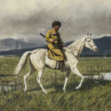 P. Tschunia (o. Tschuma) um 1887 - Reitender Kosake in weiter Landschaft - photo 1
