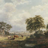 Adolf Chevalier - Landschaft mit Kühen und Hirten - photo 1