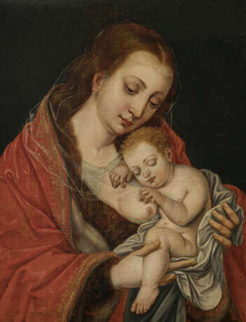 Joos van Cleve, Nachfolge - Maria mit dem schlafenden Jesuskind an der Brust - фото 1