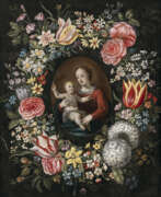 Франс Франкен II. Frans Francken d. J., Art des - Maria mit dem Kind, umgeben von einem Blumenkranz
