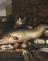 Pieter van Boucle, Nachfolge - Stillleben mit Fisch, Austern und Katze