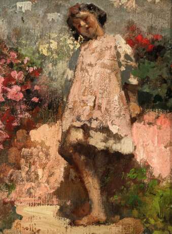 Vincenzo Irolli - Stehendes Mädchen, umgeben von Blumen - photo 1
