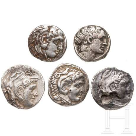 Fünf Tetradrachmen, Silber, hellenistisch, 4. - 2. Jhdt. v. Chr. - Foto 1