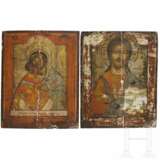Zwei Ikonen Gottesmutter Feodorowskaja und Christus Pantokrator, Russland, 19. Jhdt. - photo 1