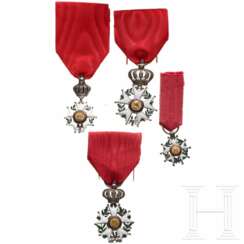 Orden der Ehrenlegion - vier Reduktionen des Ritterkreuzes, 19. Jhdt.