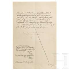 Kaiser Franz Joseph I. von Österreich - eigenhändige Antwort mit Paraphe, datiert "Wien, am 25. März 1914"