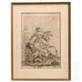 Russischer Kosake zu Pferd über besiegtem französischen Infanteristen, aus der Zeit der Napoleonischen Kriege, datiert 1825 - фото 1