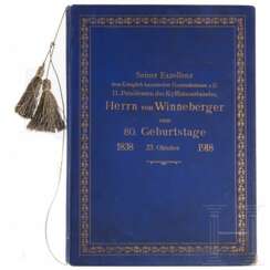 Generalleutnant von Winneberger - Geschenkmappe zum 80. Geburtstag als II. Präsident des Kyffhäuserbundes, datiert 23.10.1918