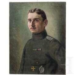 Portrait eines Leutnants der Fliegertruppe, datiert 1918